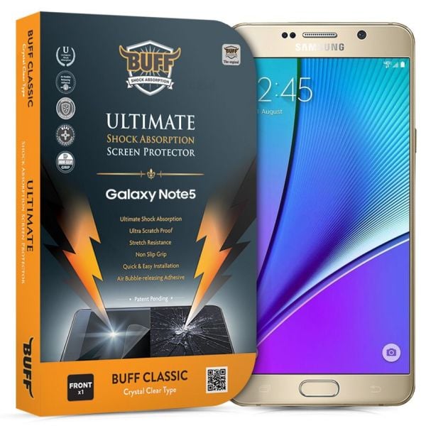 Buff Galaxy Note 5 ile Uyumlu Darbe Emici Ekran Koruyucu