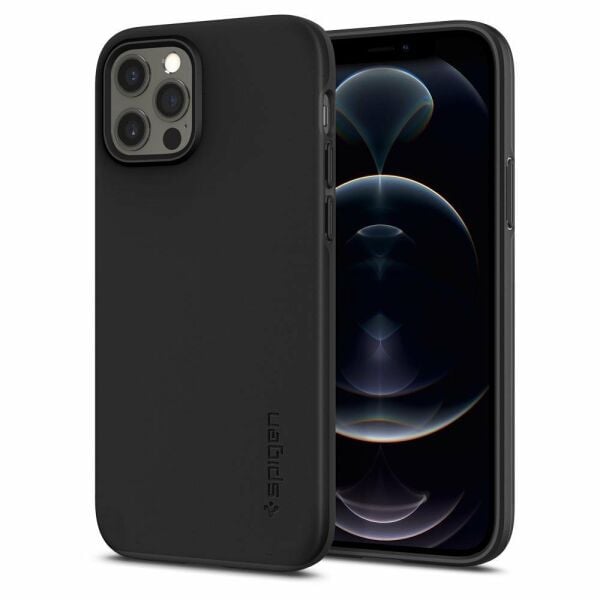 Spigen iPhone 12 / iPhone 12 Pro ile Uyumlu Kılıf Thin Fit Pro Black