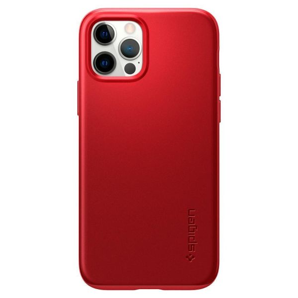 Spigen iPhone 12 / iPhone 12 Pro ile Uyumlu Kılıf Thin Fit Pro Red