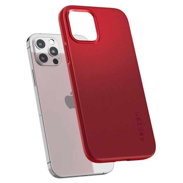 Spigen iPhone 12 / iPhone 12 Pro ile Uyumlu Kılıf Thin Fit Pro Red