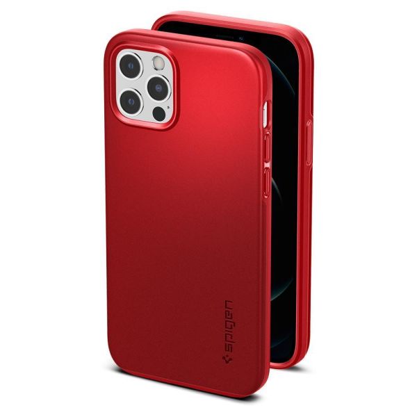 Spigen iPhone 12 / iPhone 12 Pro ile Uyumlu Kılıf Thin Fit Pro Red