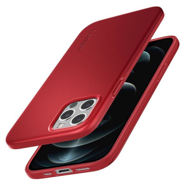 Spigen iPhone 12 / iPhone 12 Pro ile Uyumlu Kılıf Thin Fit Pro Red