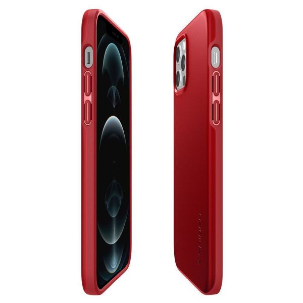 Spigen iPhone 12 / iPhone 12 Pro ile Uyumlu Kılıf Thin Fit Pro Red