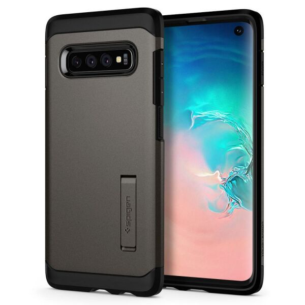 Spigen Galaxy S10 ile Uyumlu Kılıf Tough Armor Gunmetal
