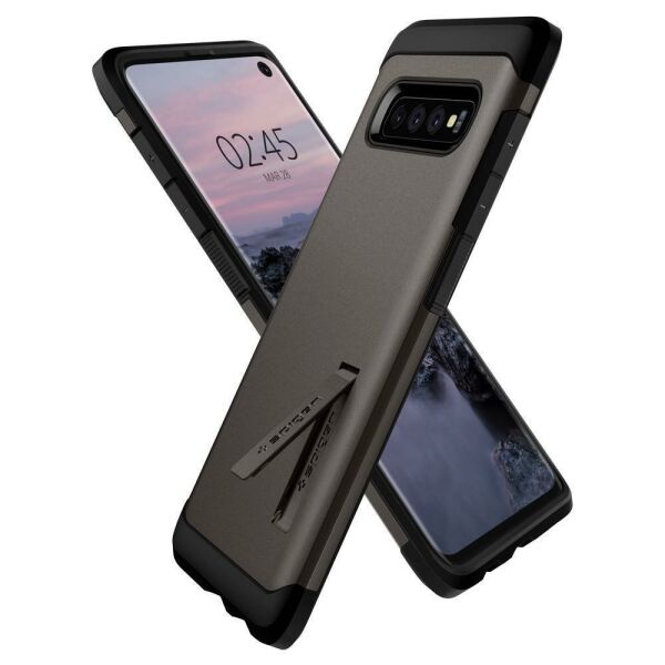 Spigen Galaxy S10 ile Uyumlu Kılıf Tough Armor Gunmetal