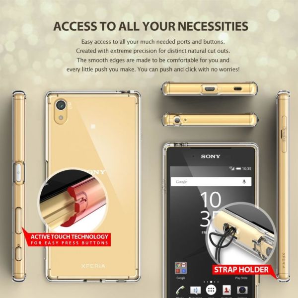 Ringke Fusion Xpreia Z5 ile Uyumlu Kılıf Crystal Clear TPU Bumper Extra Darbe Emici