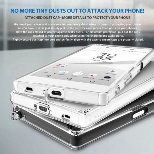 Ringke Fusion Xpreia Z5 ile Uyumlu Kılıf Crystal Clear TPU Bumper Extra Darbe Emici