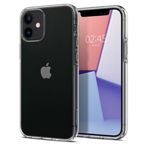 Spigen iPhone 12 Mini ile Uyumlu Kılıf Liquid Crystal 4 Tarafı Tam Koruma Crystal Clear