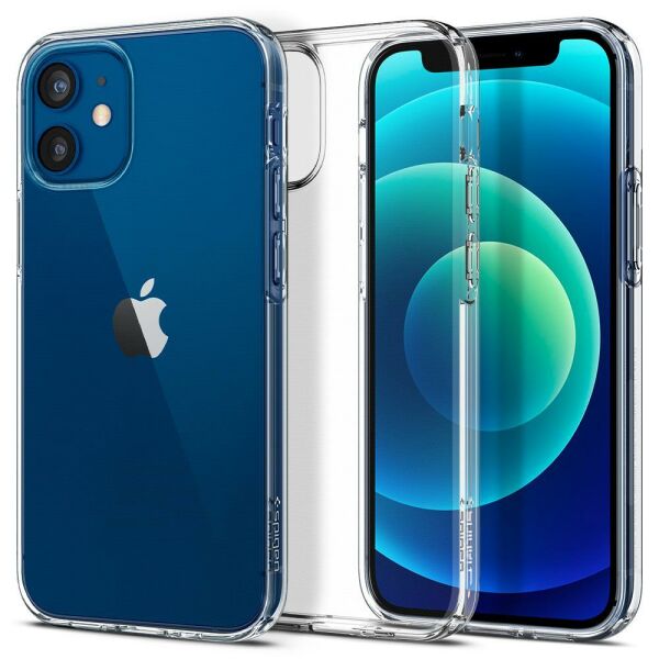 Spigen iPhone 12 Mini ile Uyumlu Kılıf Liquid Crystal 4 Tarafı Tam Koruma Crystal Clear