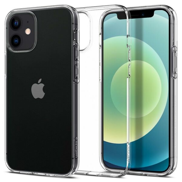 Spigen iPhone 12 Mini ile Uyumlu Kılıf Liquid Crystal 4 Tarafı Tam Koruma Crystal Clear