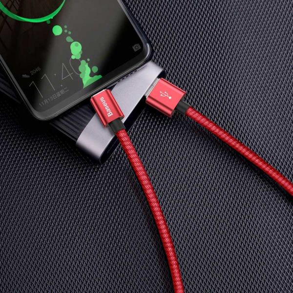 Baseus Double Fast Charger USB Cable Usb For Type-C 5A 1M Kırmızı