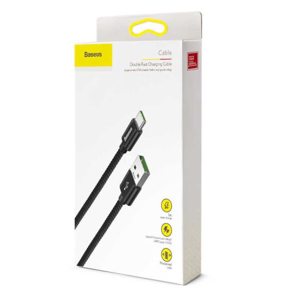Baseus Double Fast Charger USB Cable Usb For Type-C 5A 1M Kırmızı