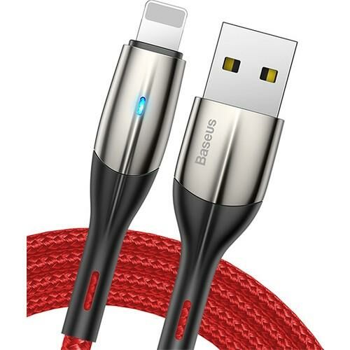 Baseus Lightning Horizontal Data ve Şarj Kablosu Işıklı 2M CALSP-C09 Kırmızı