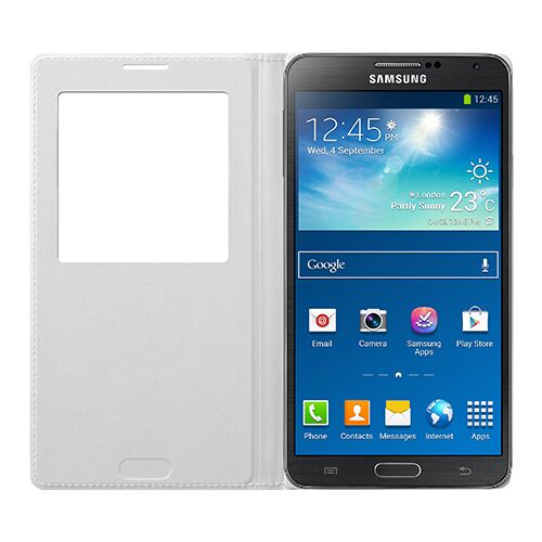 Galaxy Note 3 N9000 ile Uyumlu S View Cover  Kılıf Beyaz EF-CN900BWEGWW