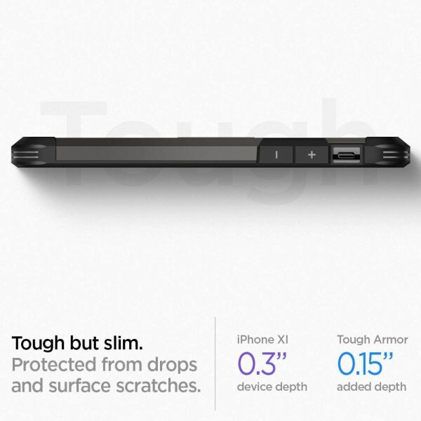 Spigen iPhone 11 ile Uyumlu Kılıf Tough Armor Gunmetal