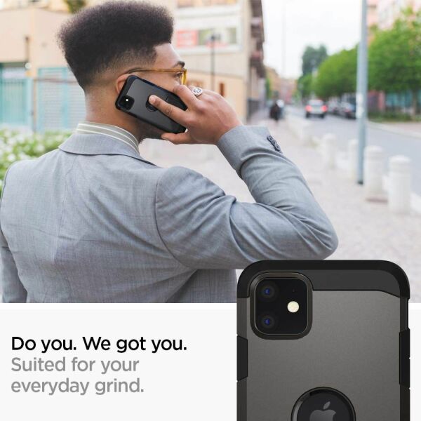 Spigen iPhone 11 ile Uyumlu Kılıf Tough Armor Gunmetal
