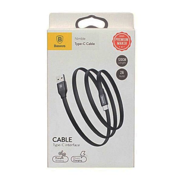 Baseus Nimble 2A Type-C Şarj ve Data Kablosu 1.2 Metre Siyah CATMBJ-AO1