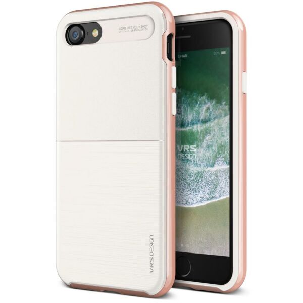 VRS Design iPhone 8/7 ile Uyumlu New High Pro Shield Kılıf White with Rose Gold