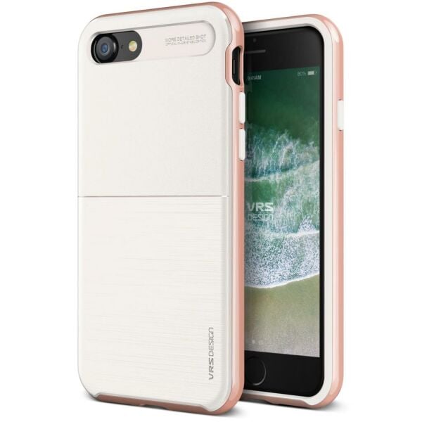 VRS Design iPhone 8/7 ile Uyumlu New High Pro Shield Kılıf White with Rose Gold
