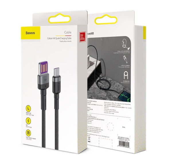 Baseus Cafule Hw Serisi 40w 1Metre Çift Taraflı Type-c-Siyah-CATKLF-PG1