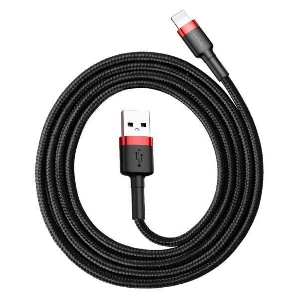 Baseus Cafule 2.4A Lightning 1M Şarj Kablosu CALKLF-B19 Kırmızı/Siyah