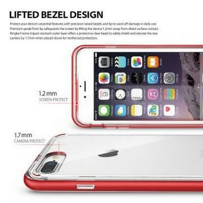 Ringke Frame İphone 7 Plus ile Uyumlu Çerçeveli Bumper Kılıf Ice Silver