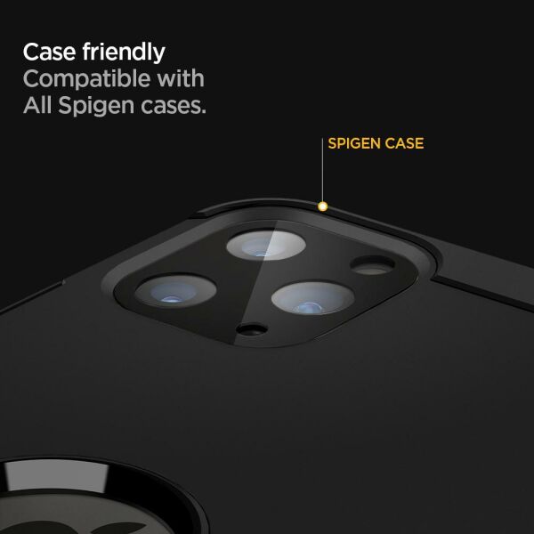 Spigen iPhone 11 Pro Max / 11 Pro ile Uyumlu Kamera Lens Cam Ekran Koruyucu Full Cover (2 Adet) Black