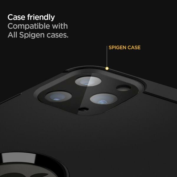 Spigen iPhone 11 Pro Max / 11 Pro ile Uyumlu Kamera Lens Cam Ekran Koruyucu Full Cover (2 Adet) Black