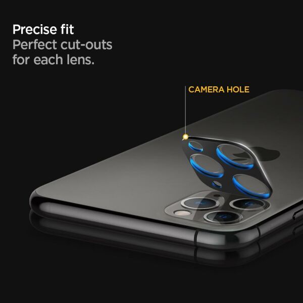 Spigen iPhone 11 Pro Max / 11 Pro ile Uyumlu Kamera Lens Cam Ekran Koruyucu Full Cover (2 Adet) Midnight Green