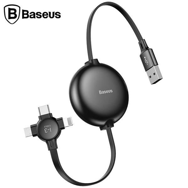 Baseus Little Octopus 3in1 İPhone,Type C,Micro Şarj& Veri Kablosu-Siyah