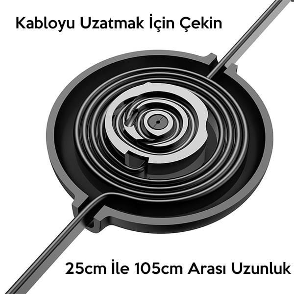 Baseus Little Octopus 3in1 İPhone,Type C,Micro Şarj& Veri Kablosu-Siyah