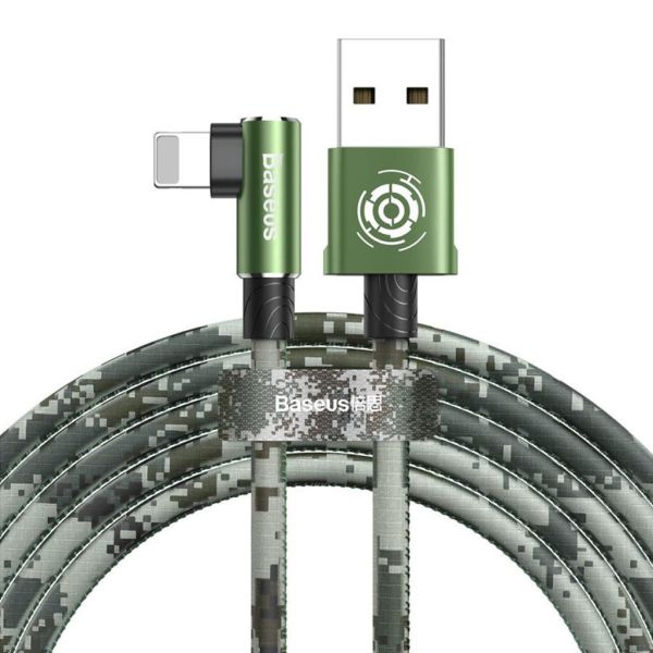 Baseus Camouflage İphone Oyun-Data ve Şarj Kablosu 2.4A 1M Yeşil