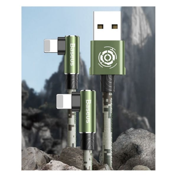 Baseus Camouflage İphone Oyun-Data ve Şarj Kablosu 2.4A 1M Yeşil