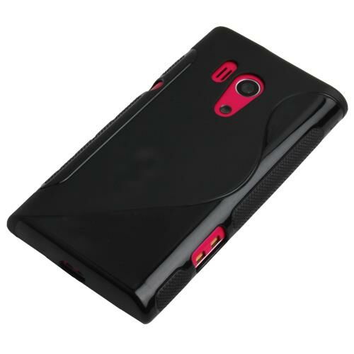 Xperia Acro ile Uyumlu S Desenli Şeffaf Silikon Kılıf Siyah Renk