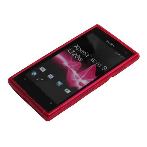 Xperia Acro ile Uyumlu S Desenli Şeffaf Silikon Kılıf Pembe Renk