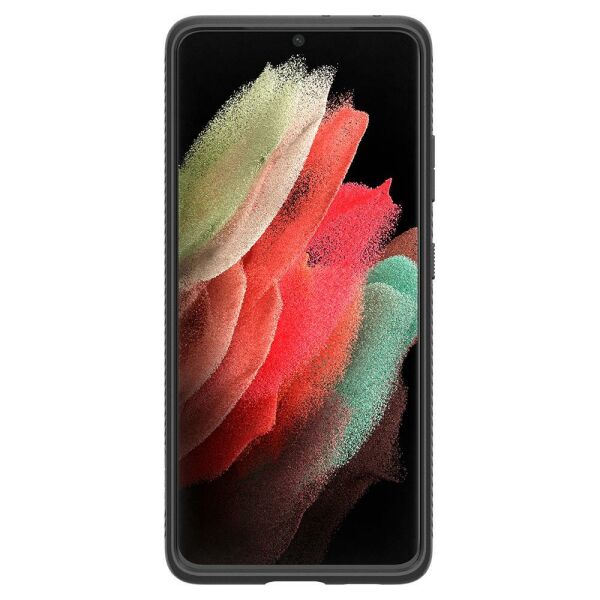Spigen Galaxy S21 Ultra ile Uyumlu Kılıf Liquid Air Matte Black