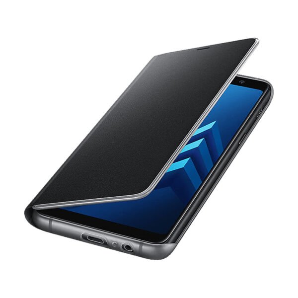 Galaxy A8 Plus (2018) ile Uyumlu Neon Flip Koruyucu Kılıf Siyah EF-FA730PBEGWW (Out)