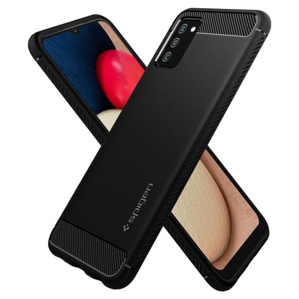 Spigen Galaxy F02s / M02s / A02s ile Uyumlu Kılıf Rugged Armor Matte Black