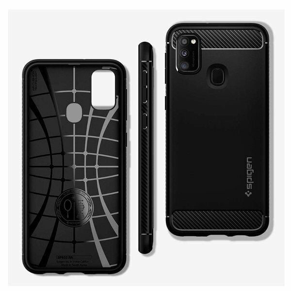 Spigen Galaxy M21 ile Uyumlu Kılıf Rugged Armor Matte Black