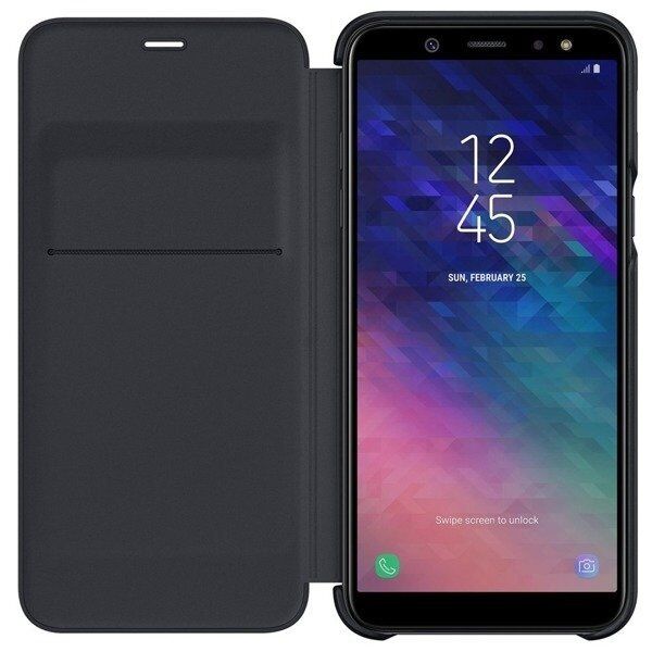 Galaxy A6 2018 ile Uyumlu Wallet Cover Kılıf Siyah EF-WA600CBEGWW(Out)