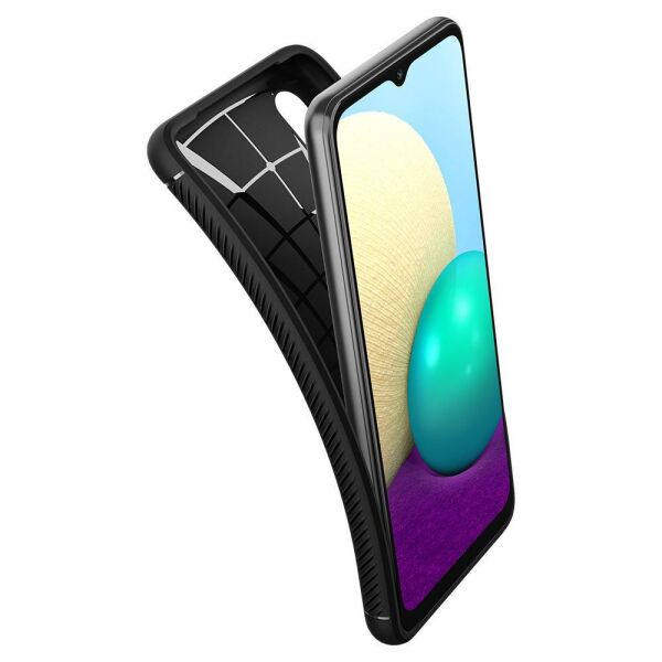 Spigen Galaxy A02 / Galaxy M02 ile Uyumlu Kılıf Rugged Armor Matte Black