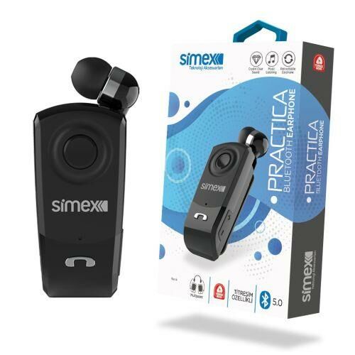 Simex Bluetooth Makaralı Mikrofonlu Tekli Kulaklık Sbk-02 Pratica Siyah