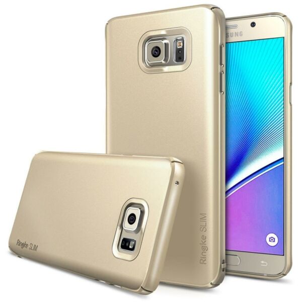 Ringke Slim Galaxy Note 5 ile Uyumlu Kılıf Royal Gold 4 Tarafı Saran İnce Şık Tasarım