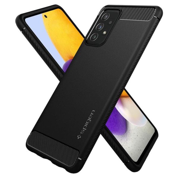 Spigen Galaxy A72 ile Uyumlu Kılıf Rugged Armor Matte Black