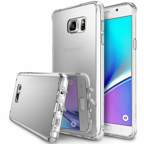 Ringke Mirror Fusion Galaxy NOTE 5 ile Uyumlu Aynalı Kılıf Silver Extra Darbe Emici