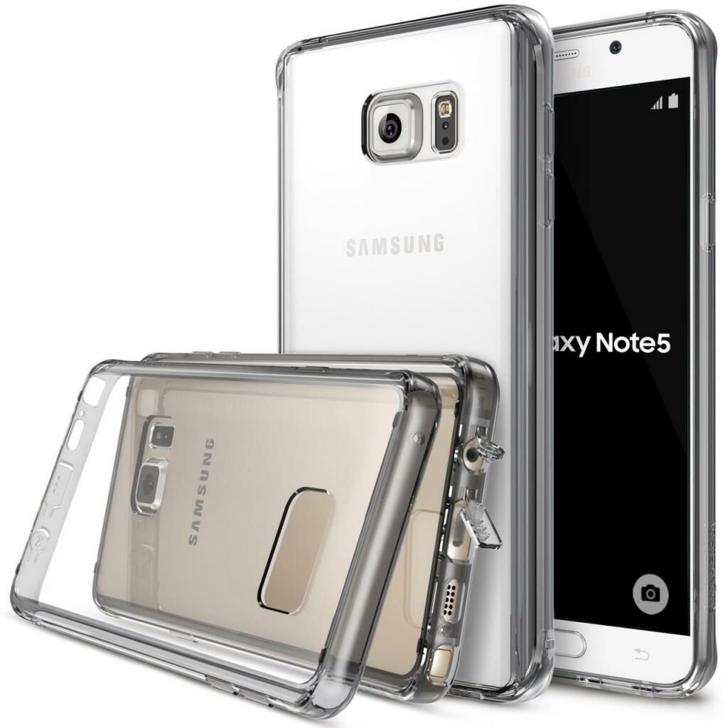 Ringke Fusion Galaxy NOTE 5 ile Uyumlu Kılıf Smoke Black TPU Bumper Extra Darbe Emici