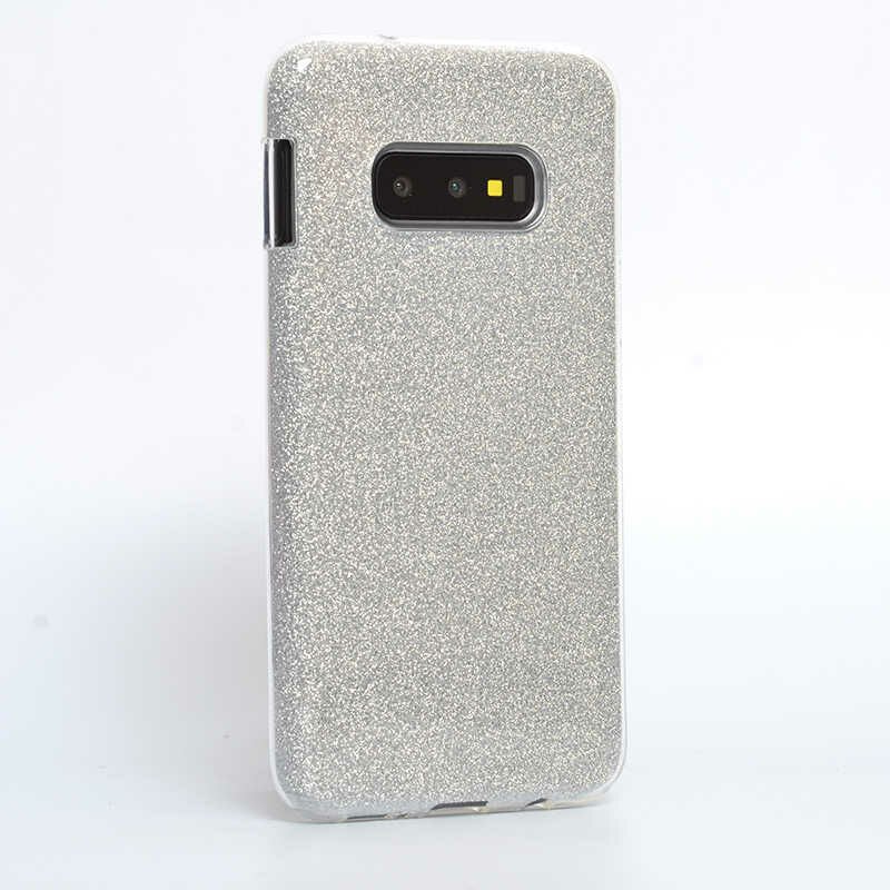 Galaxy S10e ile Uyumlu Shining Simli Silikon Kılıf Gümüş