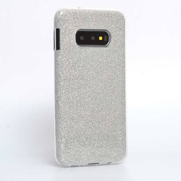 Galaxy S10e ile Uyumlu Shining Simli Silikon Kılıf Gümüş