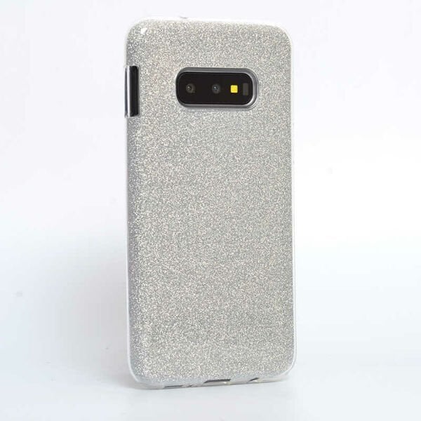 Galaxy S10e ile Uyumlu Shining Simli Silikon Kılıf Gümüş