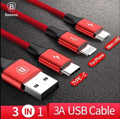 Baseus 120cm 3 in 1 Usb Kablo Quick Charge Kırmızı